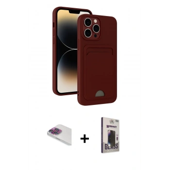 MARSİLYAN™- iPhone 13 Pro Max Kılıf Vadi Çizgi Prime - Siyah Bilvis Hayalet Cam Ekran Koruyucu + Pers Alüminyum Kamera Lens - GI