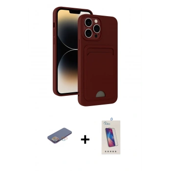 MARSİLYAN™- iPhone 13 Pro Max Kılıf Vadi Çizgi Prime - Siyah Joko 5D Cam + Renkli Kamera Lens Koruma Cam - PE