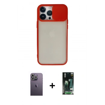 MARSİLYAN™- iPhone 13 Pro Max Kılıf Vadi Çizgi - Şeffaf 360 Full Body Arka Koruyucu + Neon Fosforlu Kamera Lens - BZ