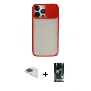 MARSİLYAN™- iPhone 13 Pro Max Kılıf Vadi Çizgi - Şeffaf 360 Full Body Arka Koruyucu + Pers Alüminyum Kamera Lens - GI