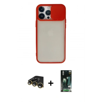 MARSİLYAN™- iPhone 13 Pro Max Kılıf Vadi Çizgi - Şeffaf 360 Full Body Arka Koruyucu + Raze Metal Kamera Lens - GD