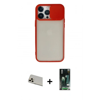 MARSİLYAN™- iPhone 13 Pro Max Kılıf Vadi Çizgi - Şeffaf 360 Full Body Arka Koruyucu + Rainbow Kamera Lens Koruma Cam - REGD