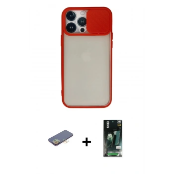 MARSİLYAN™- iPhone 13 Pro Max Kılıf Vadi Çizgi - Şeffaf 360 Full Body Arka Koruyucu + Renkli Kamera Lens Koruma Cam - SI
