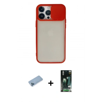 MARSİLYAN™- iPhone 13 Pro Max Kılıf Vadi Çizgi - Şeffaf 360 Full Body Arka Koruyucu + Shine Kamera Lens Koruma Cam - MI