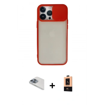 MARSİLYAN™- iPhone 13 Pro Max Kılıf Vadi Çizgi - Şeffaf Maxco Cam Ekran Koruyucu + Pers Alüminyum Kamera Lens - SABE