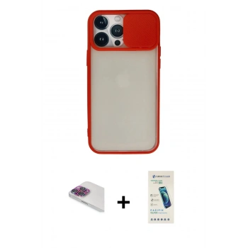 MARSİLYAN™- iPhone 13 Pro Max Kılıf Vadi Çizgi - Şeffaf Pasifik Cam Ekran Koruyucu + Pers Alüminyum Kamera Lens - GI