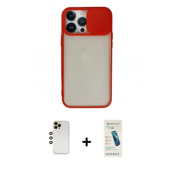 MARSİLYAN™- iPhone 13 Pro Max Kılıf Vadi Çizgi - Şeffaf Pasifik Cam Ekran Koruyucu + Shine Kamera Lens - GD