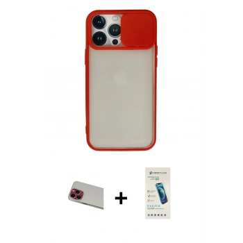 MARSİLYAN™- iPhone 13 Pro Max Kılıf Vadi Çizgi - Şeffaf Pasifik Cam Ekran Koruyucu + Rainbow Kamera Lens Koruma Cam - KI