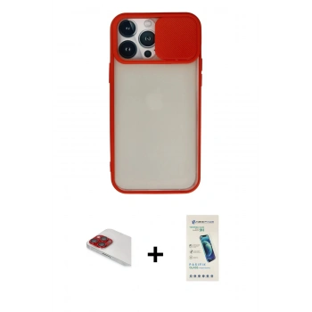 MARSİLYAN™- iPhone 13 Pro Max Kılıf Vadi Çizgi - Şeffaf Pasifik Cam Ekran Koruyucu + Pers Alüminyum Kamera Lens - KI