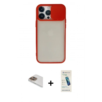 MARSİLYAN™- iPhone 13 Pro Max Kılıf Vadi Çizgi - Şeffaf Pasifik Cam Ekran Koruyucu + Pers Alüminyum Kamera Lens - GD