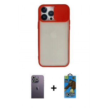 MARSİLYAN™- iPhone 13 Pro Max Kılıf Vadi Çizgi - Siyah 18D Cam Ekran Koruyucu + Neon Fosforlu Kamera Lens - BZ