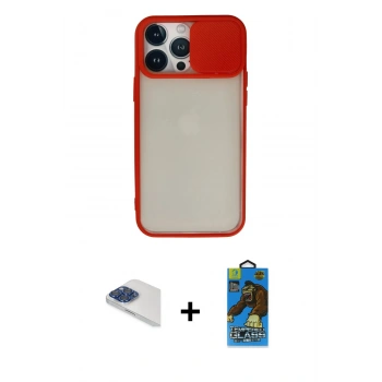MARSİLYAN™- iPhone 13 Pro Max Kılıf Vadi Çizgi - Siyah 18D Cam Ekran Koruyucu + Pers Alüminyum Kamera Lens - LT