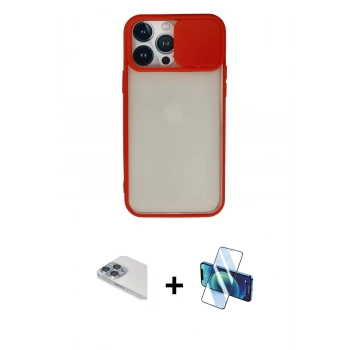 MARSİLYAN™- iPhone 13 Pro Max Kılıf Vadi Çizgi - Siyah 3D Antistatik Cam Ekran Koruyucu + Pers Alüminyum Kamera Lens - SABE