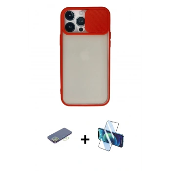 MARSİLYAN™- iPhone 13 Pro Max Kılıf Vadi Çizgi - Siyah 3D Antistatik Cam Ekran Koruyucu + Renkli Kamera Lens Koruma Cam - YL