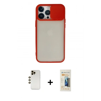 MARSİLYAN™- iPhone 13 Pro Max Kılıf Vadi Çizgi - Siyah 6D Mat Seramik Hayalet Nano Ekran Koruyucu + Shine Kamera Lens - GD