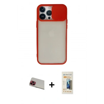 MARSİLYAN™- iPhone 13 Pro Max Kılıf Vadi Çizgi - Siyah 6D Mat Seramik Hayalet Nano Ekran Koruyucu + Rainbow Kamera Lens Koruma Cam - KI