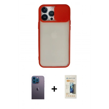 MARSİLYAN™- iPhone 13 Pro Max Kılıf Vadi Çizgi - Siyah 6D Mat Seramik Hayalet Nano Ekran Koruyucu + Neon Fosforlu Kamera Lens - MI
