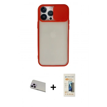 MARSİLYAN™- iPhone 13 Pro Max Kılıf Vadi Çizgi - Siyah 6D Mat Seramik Hayalet Nano Ekran Koruyucu + Rainbow Kamera Lens Koruma Cam - MR