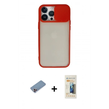 MARSİLYAN™- iPhone 13 Pro Max Kılıf Vadi Çizgi - Siyah 6D Mat Seramik Hayalet Nano Ekran Koruyucu + Shine Kamera Lens Koruma Cam - PE