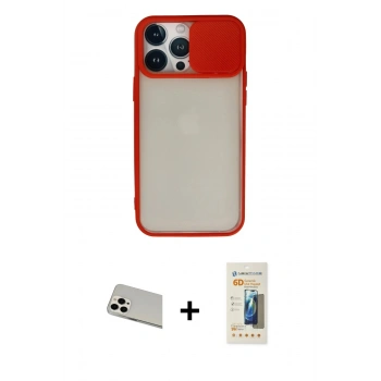 MARSİLYAN™- iPhone 13 Pro Max Kılıf Vadi Çizgi - Siyah 6D Mat Seramik Hayalet Nano Ekran Koruyucu + Rainbow Kamera Lens Koruma Cam - BZ