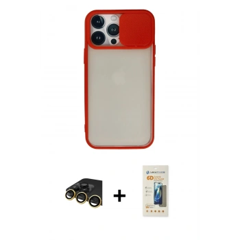 MARSİLYAN™- iPhone 13 Pro Max Kılıf Vadi Çizgi - Siyah 6D Mat Seramik Hayalet Nano Ekran Koruyucu + Raze Metal Kamera Lens - GD