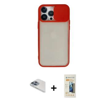 MARSİLYAN™- iPhone 13 Pro Max Kılıf Vadi Çizgi - Siyah 6D Mat Seramik Hayalet Nano Ekran Koruyucu + Pers Alüminyum Kamera Lens - SABE