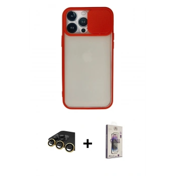MARSİLYAN™- iPhone 13 Pro Max Kılıf Vadi Çizgi - Siyah Bilvis 3D Cam Ekran Koruyucu + Raze Metal Kamera Lens - GD
