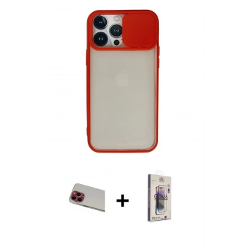 MARSİLYAN™- iPhone 13 Pro Max Kılıf Vadi Çizgi - Siyah Bilvis 3D Cam Ekran Koruyucu + Rainbow Kamera Lens Koruma Cam - KI