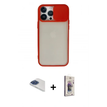 MARSİLYAN™- iPhone 13 Pro Max Kılıf Vadi Çizgi - Siyah Bilvis 3D Cam Ekran Koruyucu + Pers Alüminyum Kamera Lens - LT