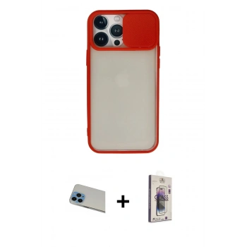 MARSİLYAN™- iPhone 13 Pro Max Kılıf Vadi Çizgi - Siyah Bilvis 3D Cam Ekran Koruyucu + Rainbow Kamera Lens Koruma Cam - MI