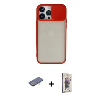 MARSİLYAN™- iPhone 13 Pro Max Kılıf Vadi Çizgi - Siyah Bilvis 3D Cam Ekran Koruyucu + Renkli Kamera Lens Koruma Cam - MI