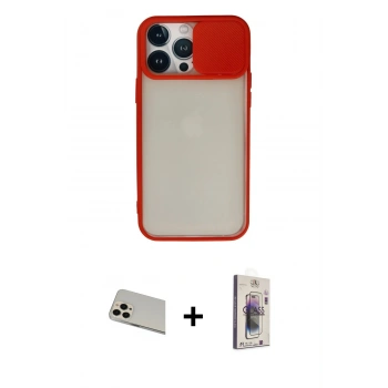 MARSİLYAN™- iPhone 13 Pro Max Kılıf Vadi Çizgi - Siyah Bilvis 3D Cam Ekran Koruyucu + Rainbow Kamera Lens Koruma Cam - REGD
