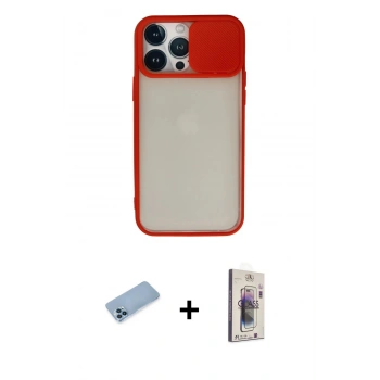 MARSİLYAN™- iPhone 13 Pro Max Kılıf Vadi Çizgi - Siyah Bilvis 3D Cam Ekran Koruyucu + Shine Kamera Lens Koruma Cam - MI