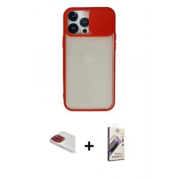 MARSİLYAN™- iPhone 13 Pro Max Kılıf Vadi Çizgi - Siyah Bilvis 3D Mat Cam Ekran Koruyucu + Pers Alüminyum Kamera Lens - KI