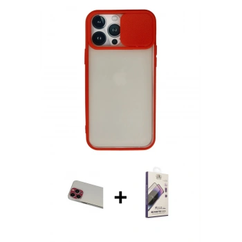 MARSİLYAN™- iPhone 13 Pro Max Kılıf Vadi Çizgi - Siyah Bilvis 3D Mat Cam Ekran Koruyucu + Rainbow Kamera Lens Koruma Cam - KI