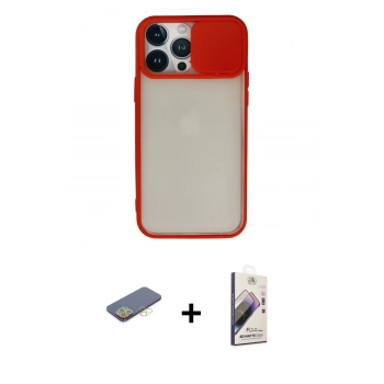 MARSİLYAN™- iPhone 13 Pro Max Kılıf Vadi Çizgi - Siyah Bilvis 3D Mat Cam Ekran Koruyucu + Renkli Kamera Lens Koruma Cam - SI