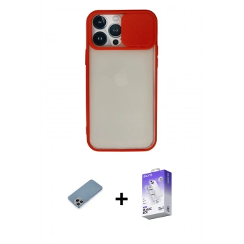 MARSİLYAN™- iPhone 13 Pro Max Kılıf Vadi Çizgi - Siyah Bilvis 5in1 3D Magic Cam Ekran Koruyucu + Shine Kamera Lens Koruma Cam - GI
