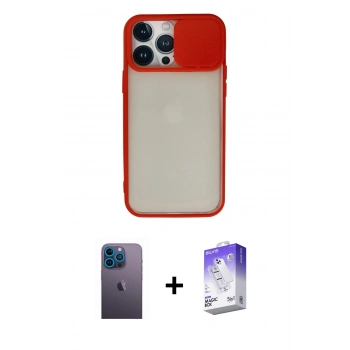 MARSİLYAN™- iPhone 13 Pro Max Kılıf Vadi Çizgi - Siyah Bilvis 5in1 3D Magic Cam Ekran Koruyucu + Neon Fosforlu Kamera Lens - MI