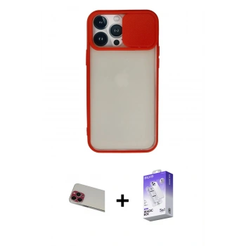 MARSİLYAN™- iPhone 13 Pro Max Kılıf Vadi Çizgi - Siyah Bilvis 5in1 3D Magic Cam Ekran Koruyucu + Rainbow Kamera Lens Koruma Cam - KI