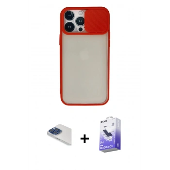 MARSİLYAN™- iPhone 13 Pro Max Kılıf Vadi Çizgi - Siyah Bilvis 5in1 5D Magic Hayalet Cam Ekran Koruyucu + Pers Alüminyum Kamera Lens - LT