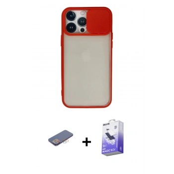 MARSİLYAN™- iPhone 13 Pro Max Kılıf Vadi Çizgi - Siyah Bilvis 5in1 5D Magic Hayalet Cam Ekran Koruyucu + Renkli Kamera Lens Koruma Cam - PE