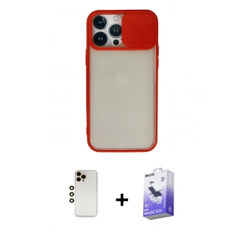 MARSİLYAN™- iPhone 13 Pro Max Kılıf Vadi Çizgi - Siyah Bilvis 5in1 5D Magic Hayalet Cam Ekran Koruyucu + Shine Kamera Lens - GD