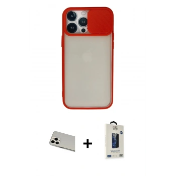 MARSİLYAN™- iPhone 13 Pro Max Kılıf Vadi Çizgi - Siyah Bilvis Hayalet Cam Ekran Koruyucu + Rainbow Kamera Lens Koruma Cam - BZ