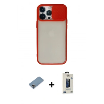 MARSİLYAN™- iPhone 13 Pro Max Kılıf Vadi Çizgi - Siyah Bilvis Hayalet Cam Ekran Koruyucu + Shine Kamera Lens Koruma Cam - GI