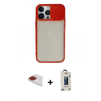 MARSİLYAN™- iPhone 13 Pro Max Kılıf Vadi Çizgi - Siyah Bilvis Hayalet Cam Ekran Koruyucu + Pers Alüminyum Kamera Lens - KI