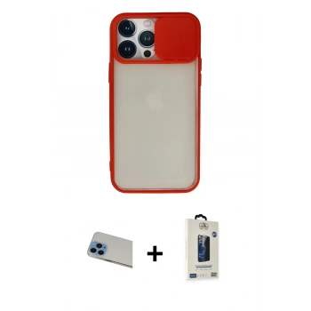 MARSİLYAN™- iPhone 13 Pro Max Kılıf Vadi Çizgi - Siyah Bilvis Hayalet Cam Ekran Koruyucu + Rainbow Kamera Lens Koruma Cam - MI