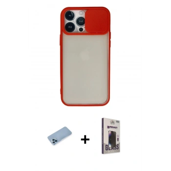 MARSİLYAN™- iPhone 13 Pro Max Kılıf Vadi Çizgi - Siyah Bilvis Hayalet Cam Ekran Koruyucu + Shine Kamera Lens Koruma Cam - MI