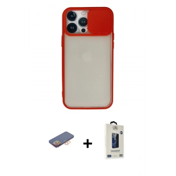 MARSİLYAN™- iPhone 13 Pro Max Kılıf Vadi Çizgi - Siyah Bilvis Hayalet Cam Ekran Koruyucu + Renkli Kamera Lens Koruma Cam - TU
