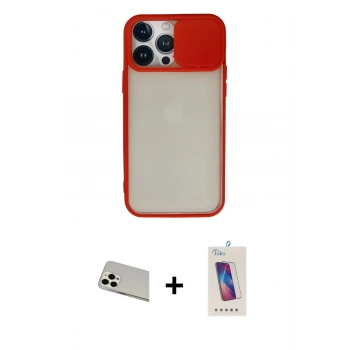 MARSİLYAN™- iPhone 13 Pro Max Kılıf Vadi Çizgi - Siyah Joko 5D Cam + Rainbow Kamera Lens Koruma Cam - BZ
