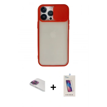 MARSİLYAN™- iPhone 13 Pro Max Kılıf Vadi Çizgi - Siyah Joko 5D Cam + Pers Alüminyum Kamera Lens - GI
